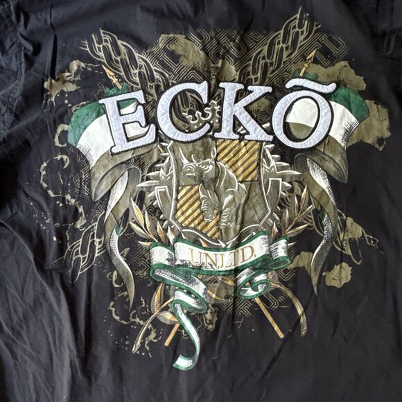 Vintage Ecko Unltd Y2K Streetwear Grunge Black Graphic Print Button-Up Men’s‎ L - Picture 4 of 10